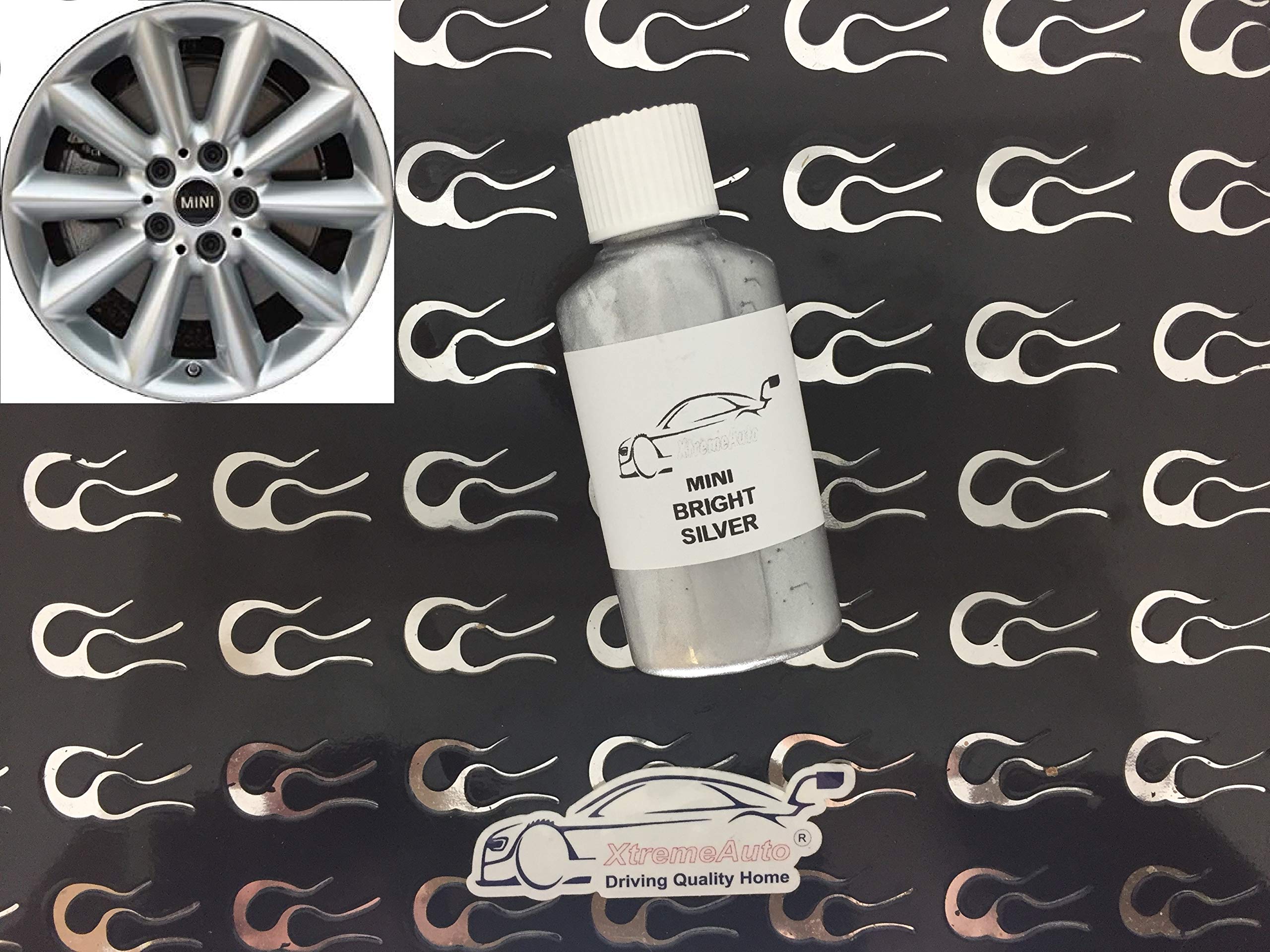 Xtremeauto Touch Up Bright Silver Alloy Wheel Paint Repair Kit 30Ml Scratch Chip Curb Brush (Touch Up)