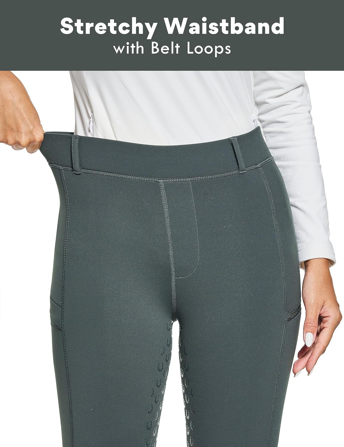 FitsT4 Sports Women's Winter Horse Riding Pants with Zipper Pockets Full Seat Riding Tights Fleece Lined Equestrian Breeches - Image 6