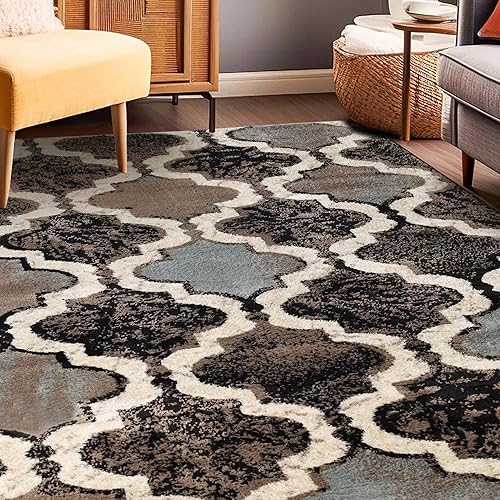 Miniatura 9 de SUPERIOR - Alfombra de área grande para interiores, con respaldo de yute, perfecta para suelos de madera dura, diseño de entramado Viking, 4 x 6