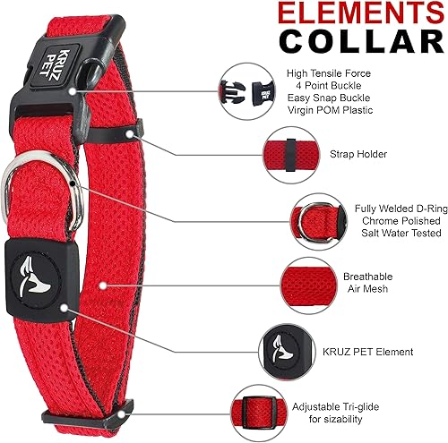Miniatura 4 de KRUZ PET KZA102-01XS - Collar de malla para perros pequeños, medianos y grandes, collar de cuello ajustable, suave, ligero, transpirable, ajuste
