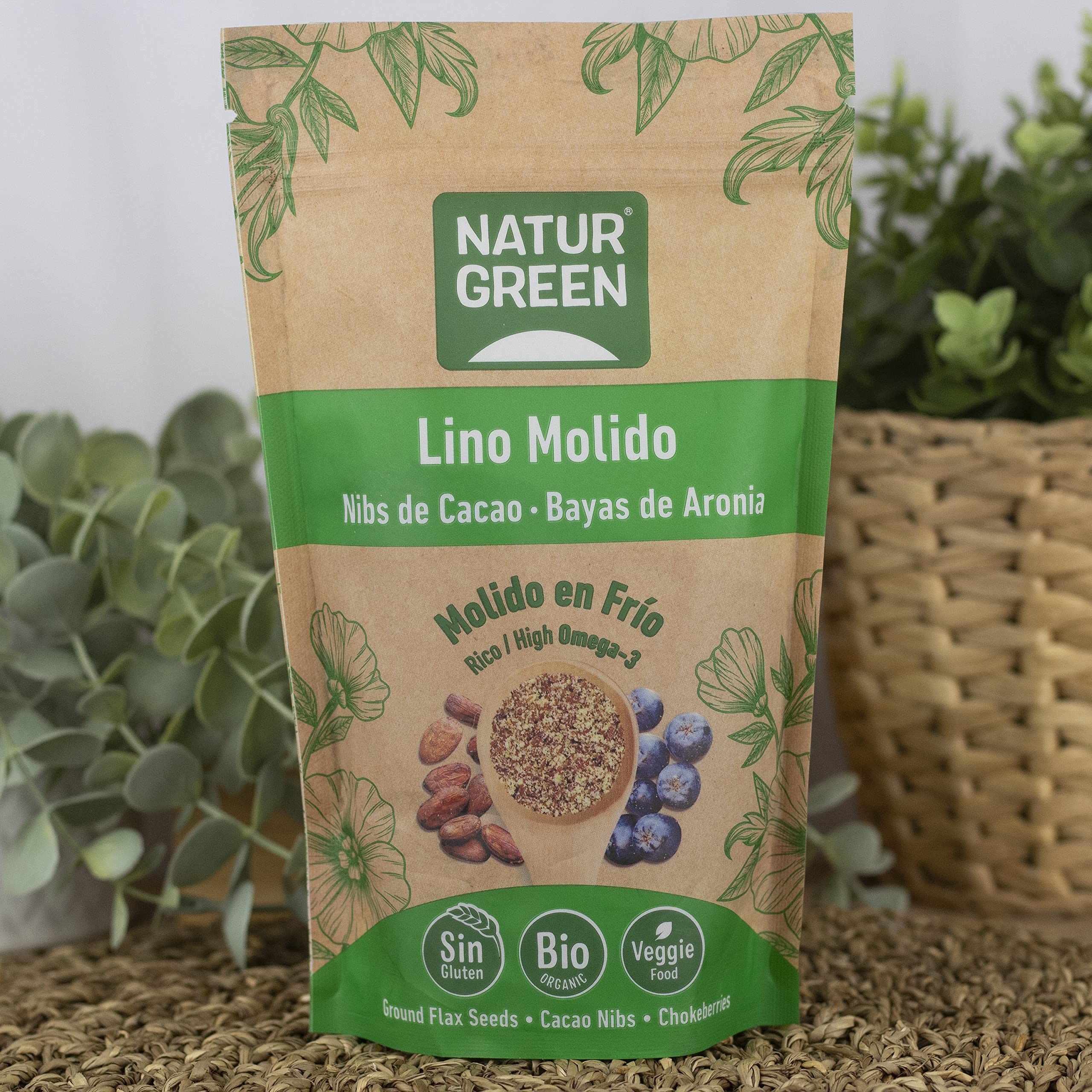 Lino Molido, Nibs de Cacao y Aronia Bio 225 g
