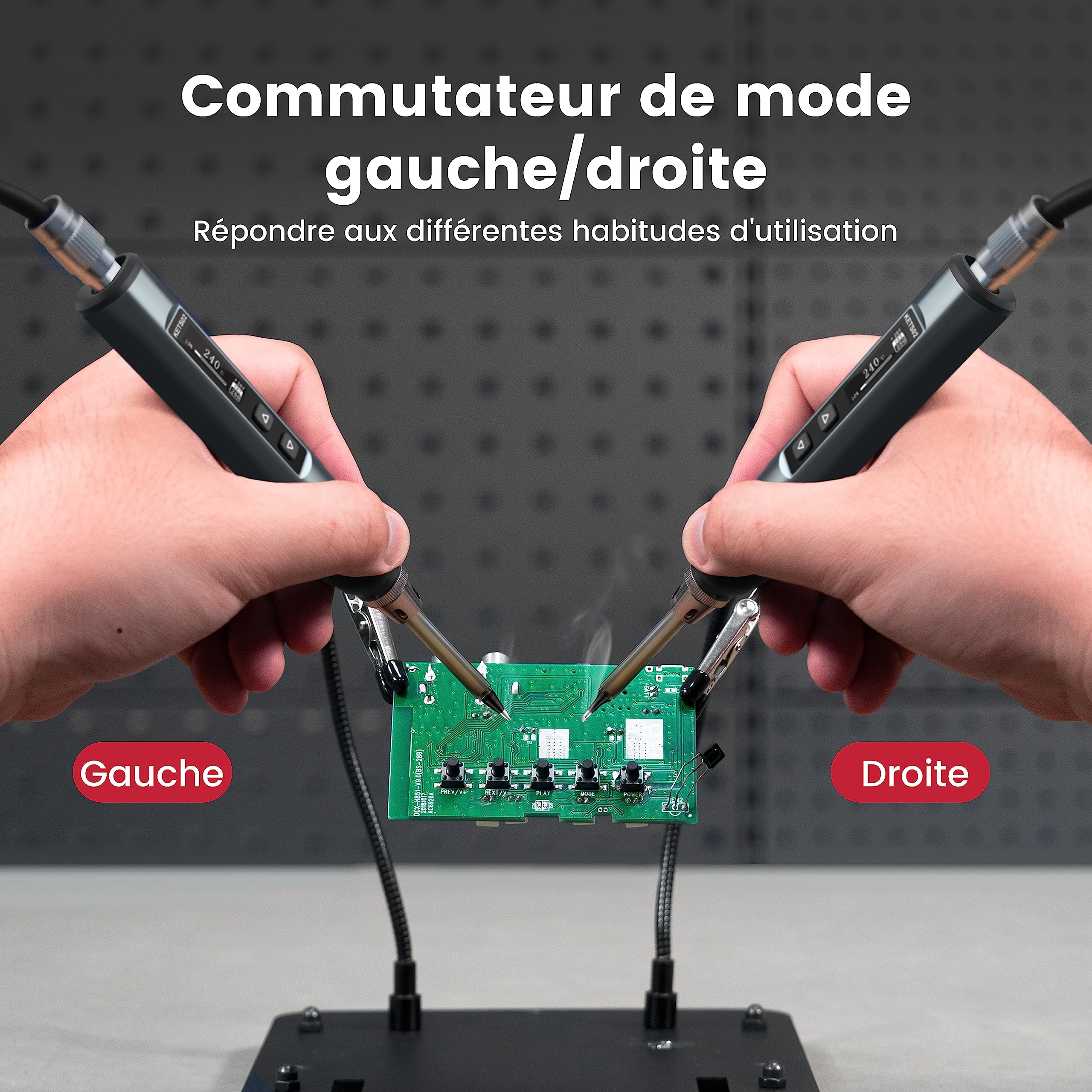 KAIWEETS USB C Fer à Souder Intelligent, Kit Fer à Souder Portable Chauffage Rapide 80-420℃, Contrôle Précis de Température, Écran OLED, Veille Auto, Verrouillage Enfant, 6 Pointes de Fer à Souder