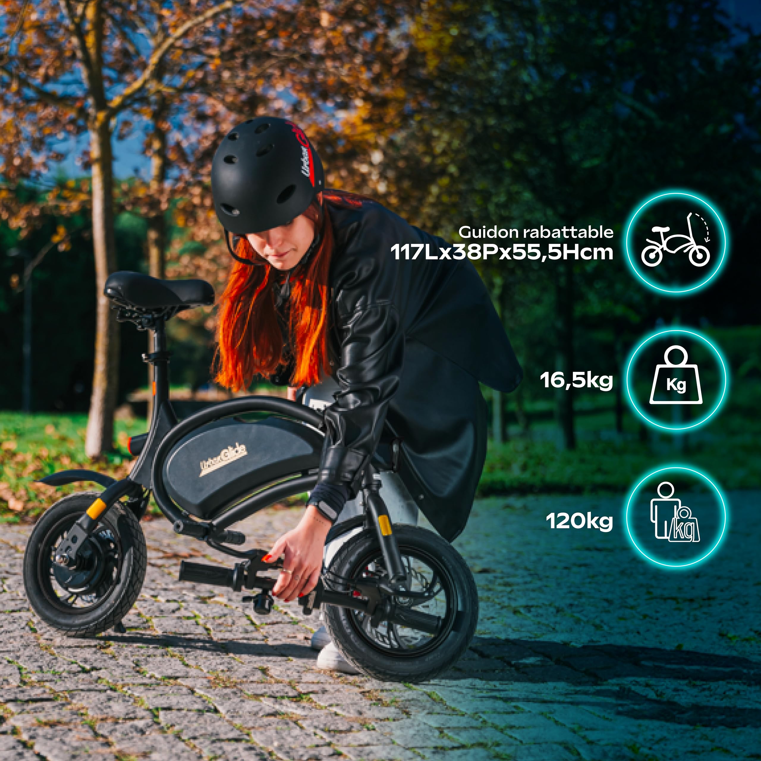 UrbanGlide Draisienne 140 Roues 14'' 350w 6ah Béquille, Noir