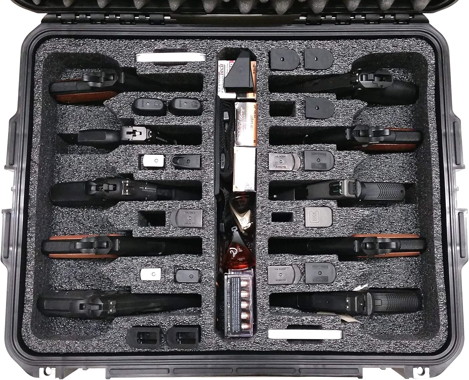Case Club 10 Pistol & 30 Magazine Pre-Cut Waterproof Case with Silica Gel x2 to Help Prevent Gun Rust (Non-Wheeled)