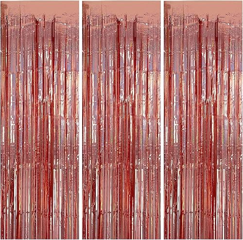 Miniatura 13 de Paquete de 3 Cortinas Doradas para Decoración de Cumpleaños, Telón de Fondo de Lámina Dorada, Guirnaldas Doradas, Decoraciones para Fiestas de