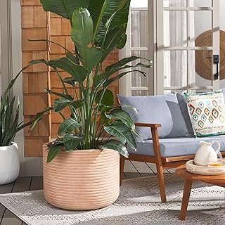 SAFAVIEH Outdoor Collection Nardo Terracotta Cement Ficonstone Planter Pot