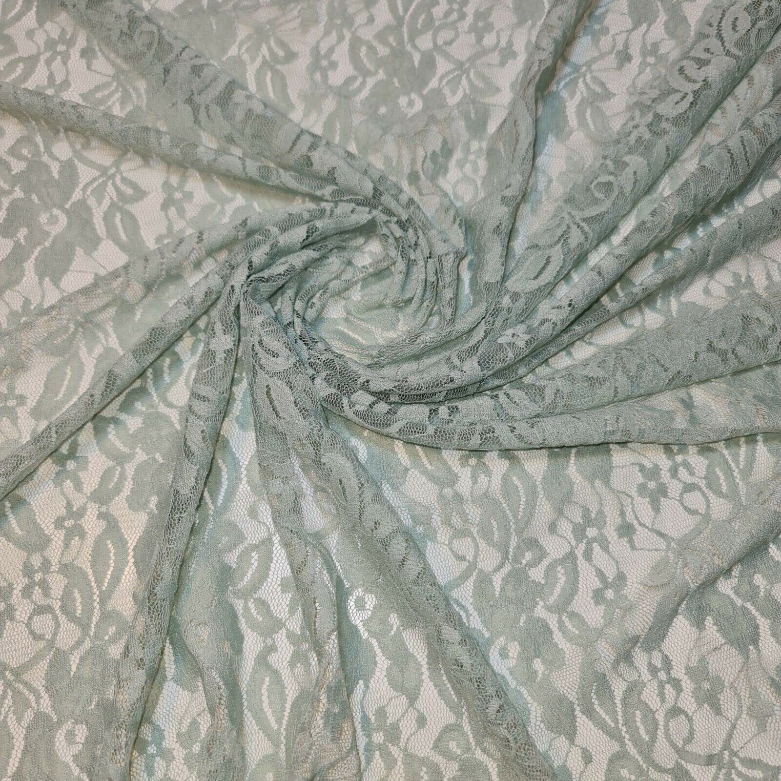 African Vintage Embroidery Bridal Nigerian French Embroidery Corded Budget Guipure Lace Mesh Net Fabric 54" Corded Budget Guipure Lace Mesh Net Fabric 54" (2 Meter, Sage) โ image 1