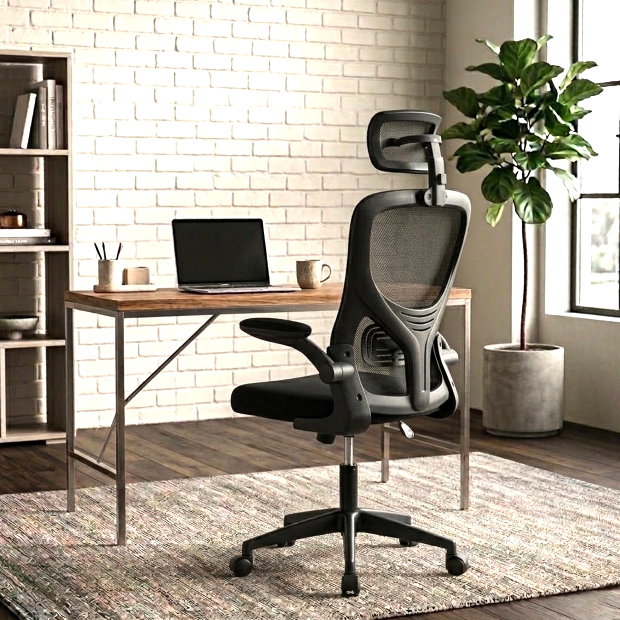 Casa Haus Black | High Back Imported Mesh Fabric Boss Office Chair | Y Design Ergonomic Back Support | 2D Aero Design Adjustable Armrests | Synchro Tilt Lock Mechanism | Adjustable Lumbar