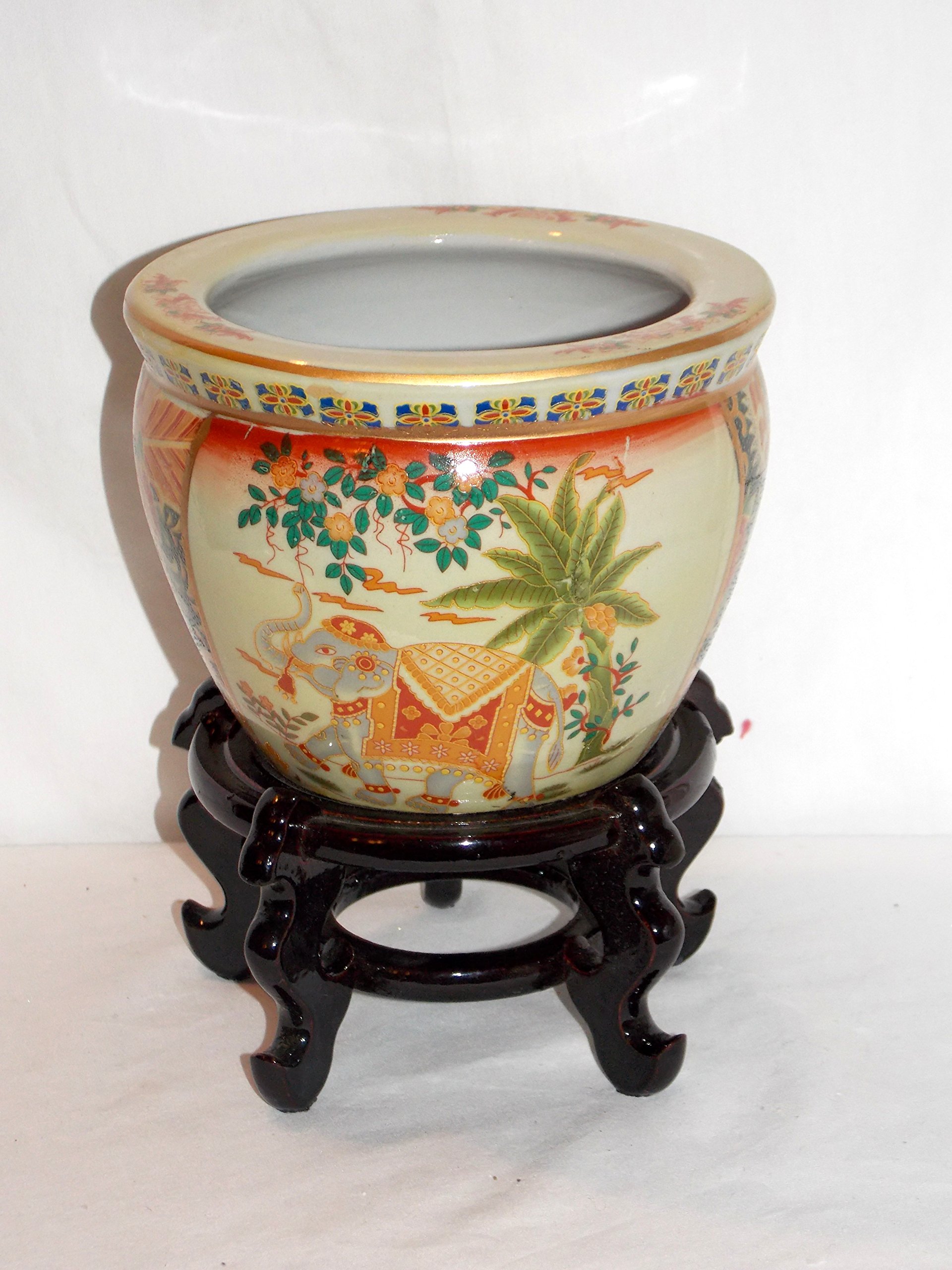 Buy 6" Oriental Lucky Elephant Fish Jardiniere er Pot Satsuma Style
