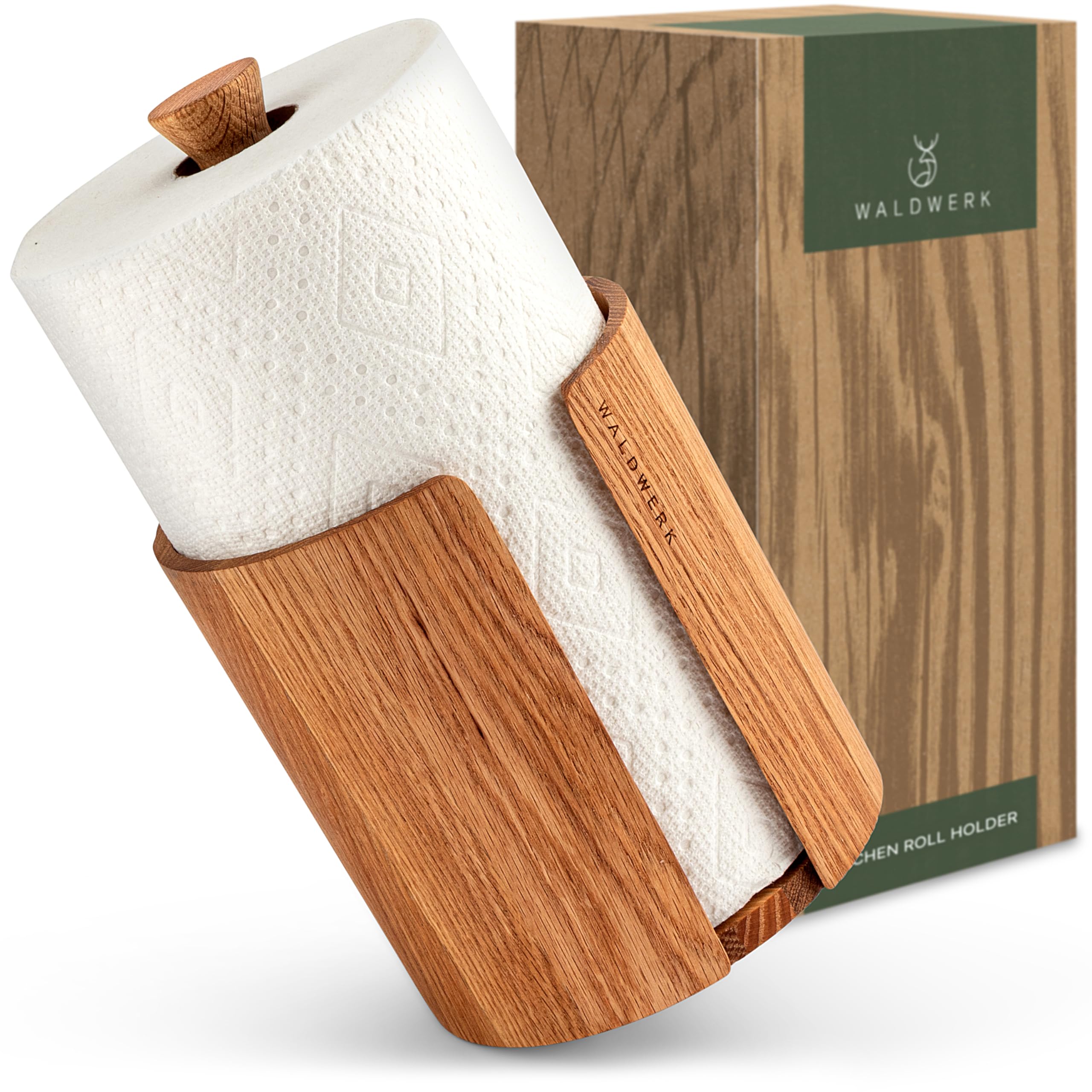 WALDWERK Oak Wood Paper Towel Holder