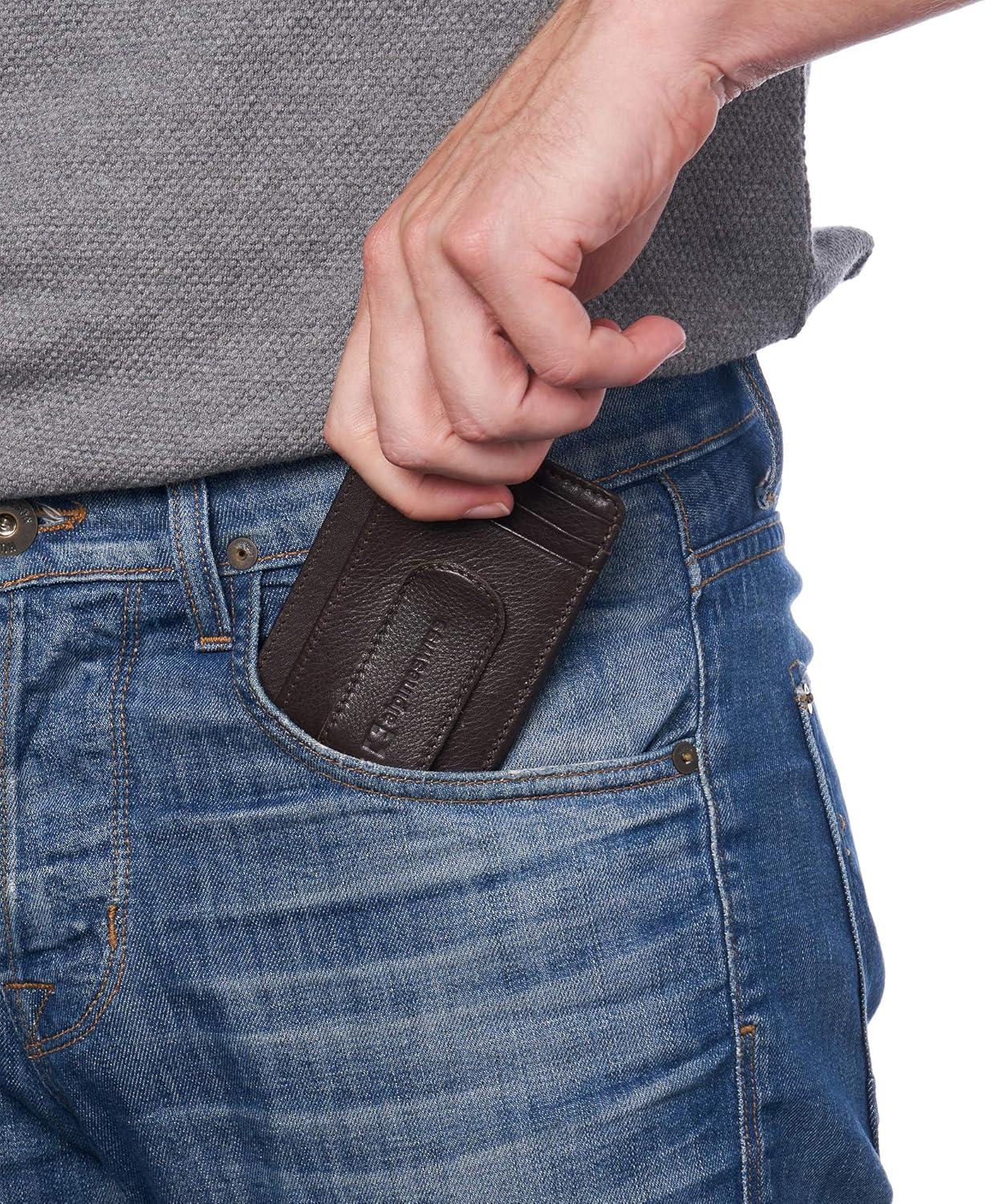 Alpine Swiss RFID Dermot Money Clip Front Pocket Wallet For Men Leather Comes in a Gift Box Brown - Image 6