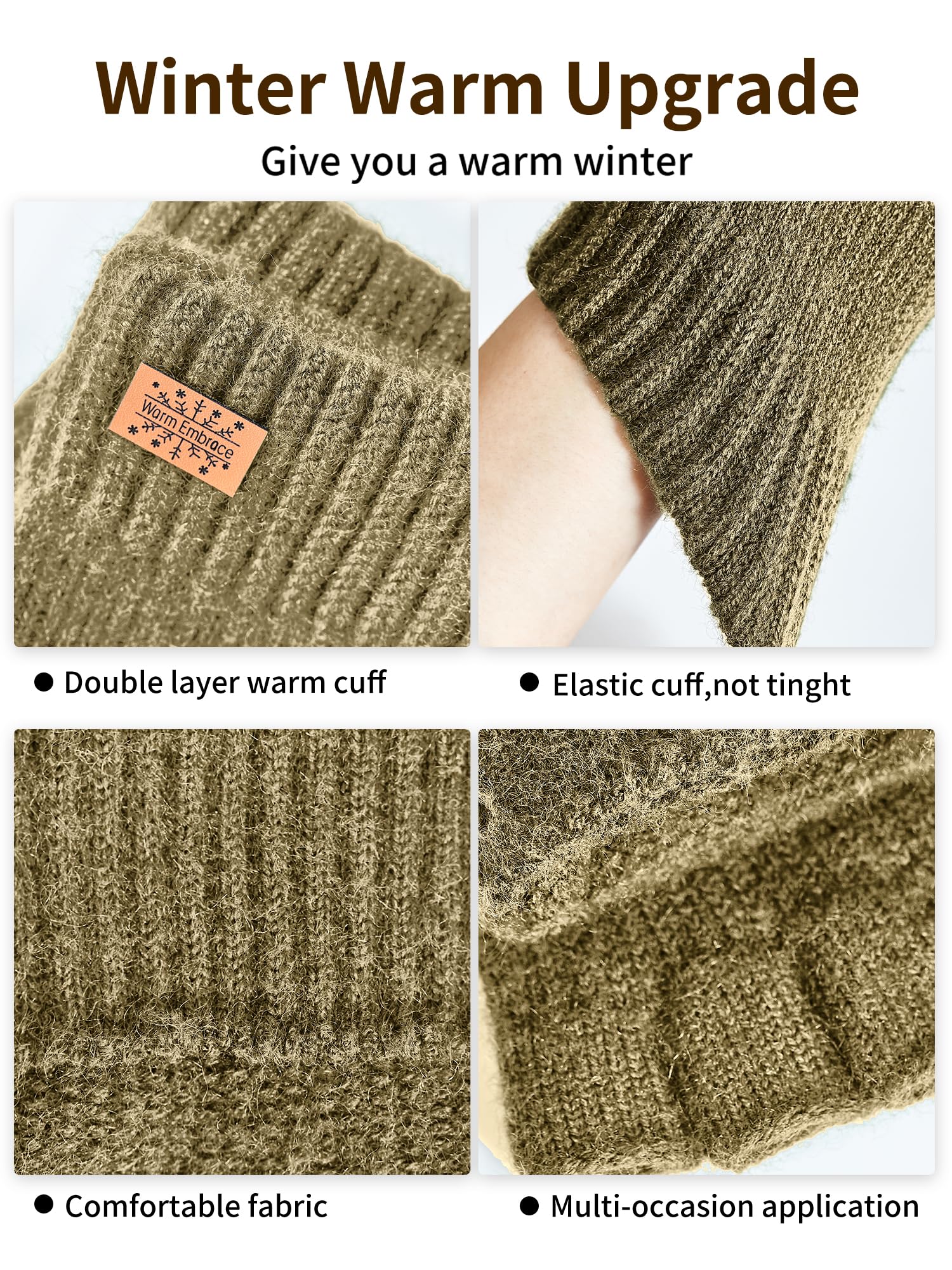 JYUYNY Guanti senza dita - Guanti Mezze Dita Invernali,Guanti Termici Caldi Guanti Senza Dita Fingerless Gloves Guanti in Maglia Unisex per Uomini e Donne