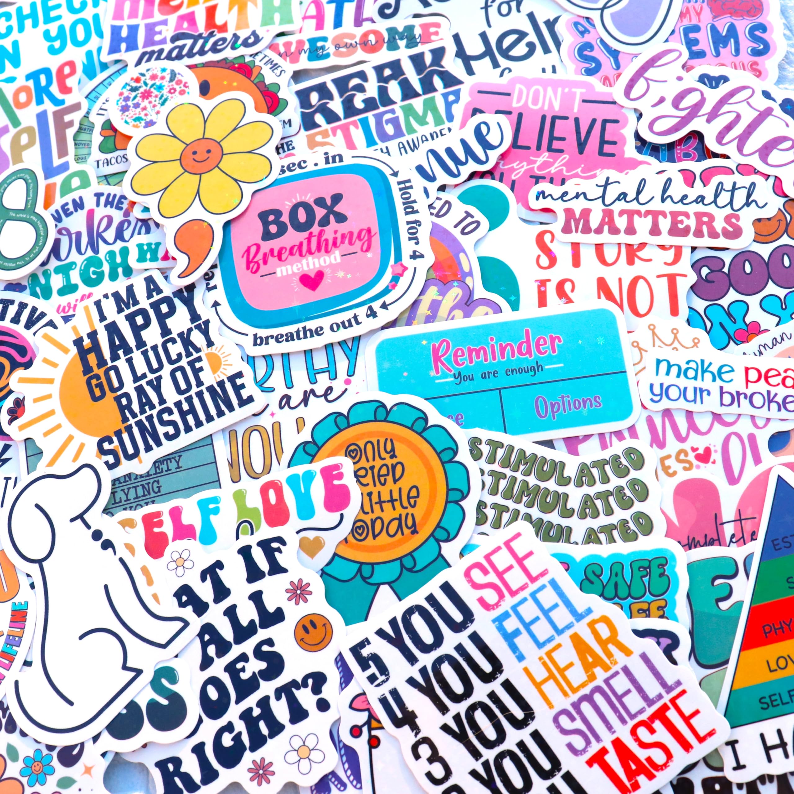 150 PCS Mental Health Matters by Puraesla - Stickers Pack for Journals, Laptops, Water Bottles, Therapist Office Decor, Counselor Office Must Haves, Positive Quote Decals for Mental Health Awareness