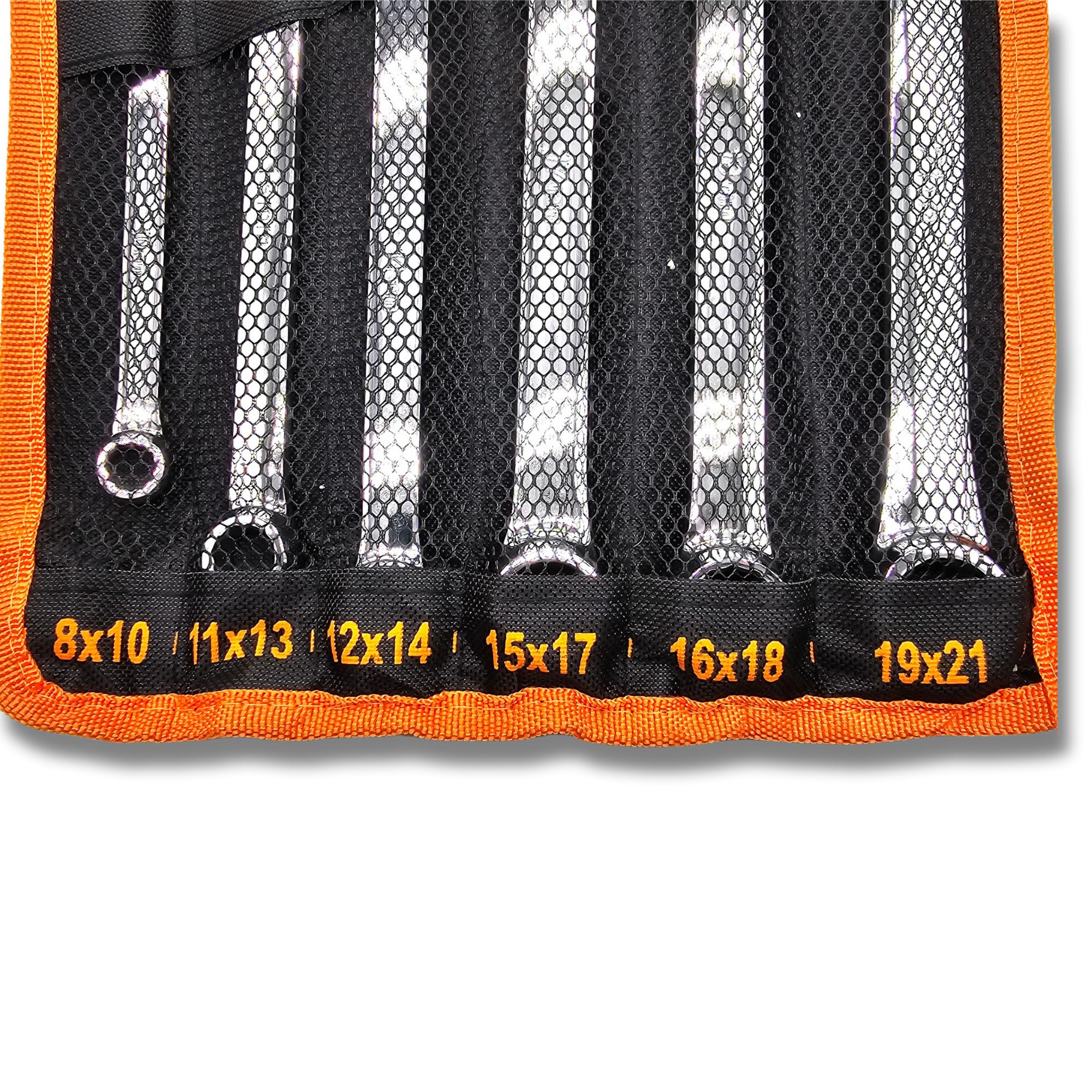 Juego de 6 Llaves Fijas Planas Largas Dobles de 12 Caras (8-21mm) 6 piezas, Extra Largas llaves de aviación