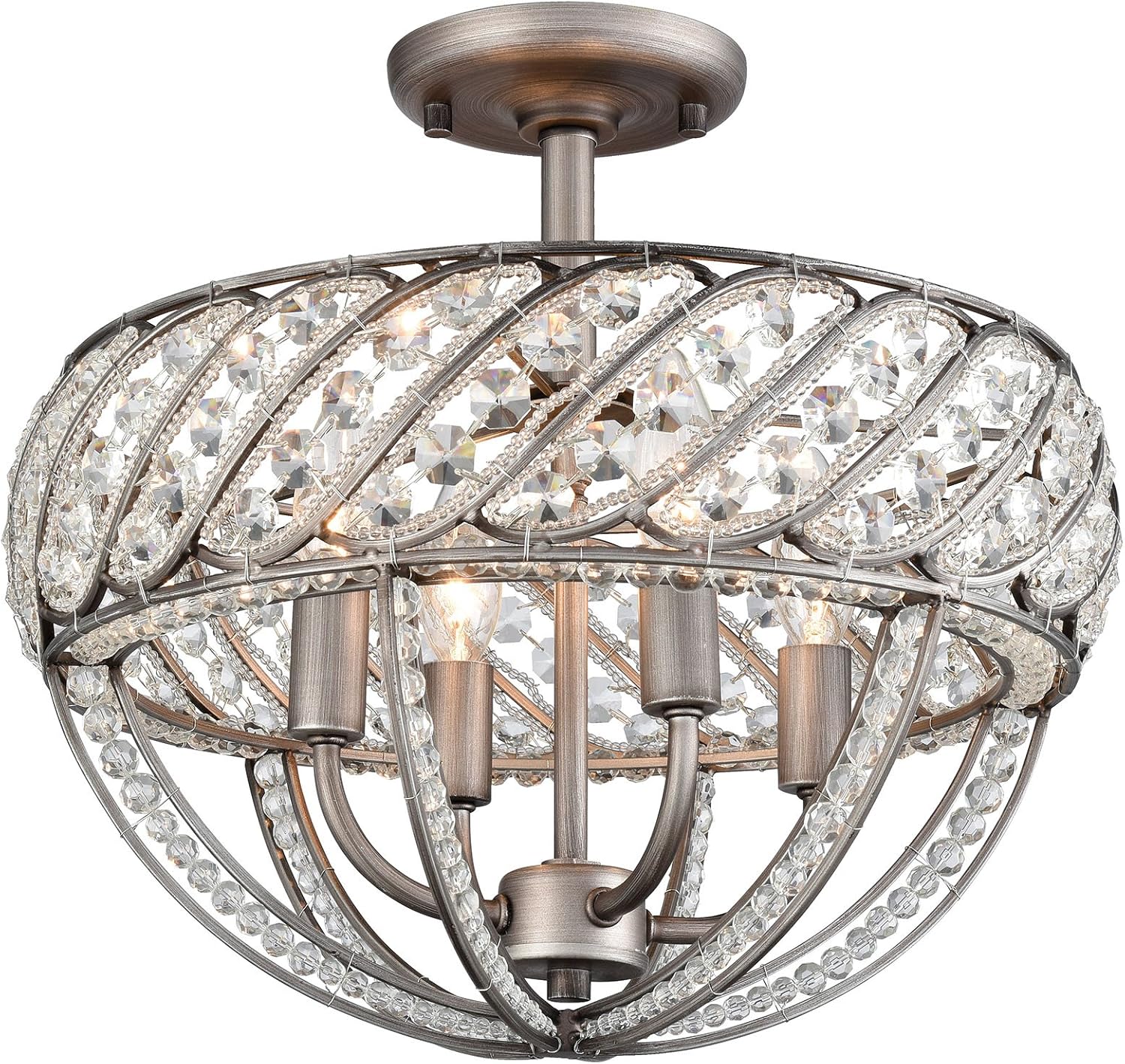 Elk Lighting 11091/4 Bradington 4 Weathered Zinc Semi Flush Mount,not specified
