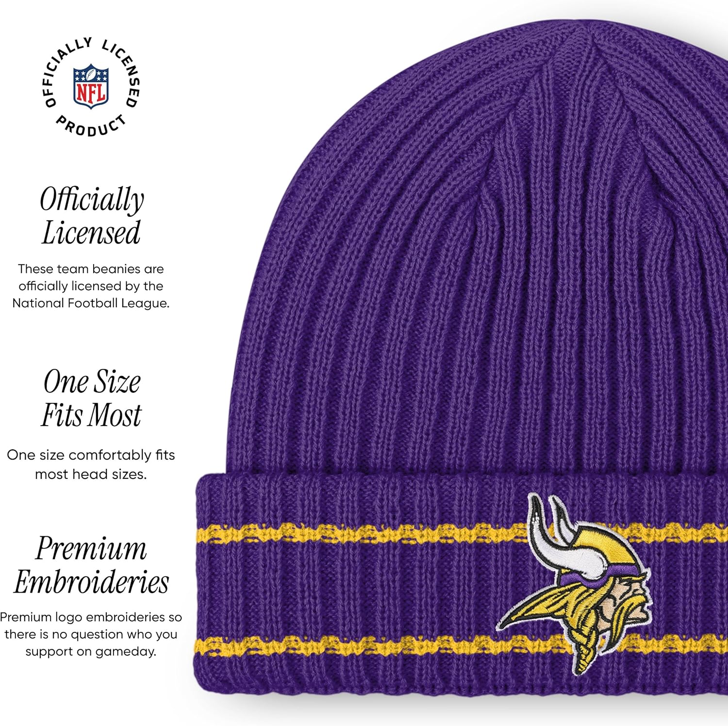 FOCO NFL Mens NFL Team Logo Ribbed Beanie Hat - Image 4