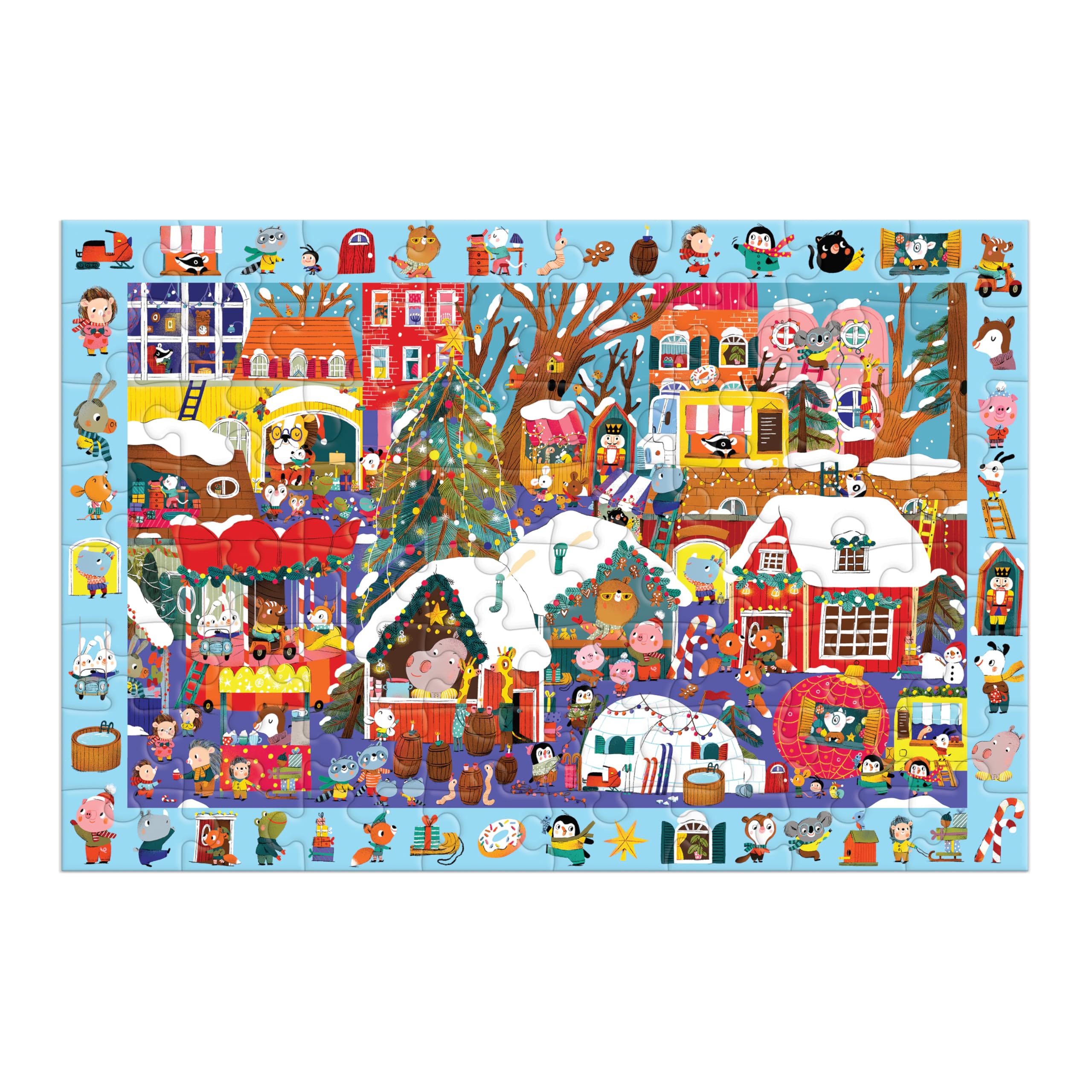 Mudpuppy Christmas Market - 64 Piece Search & Find Jigsaw Puzzle Featuring Festive Critters Shopping Around The Christmas Market and Over 40 Hidden Images to Find - Image 2