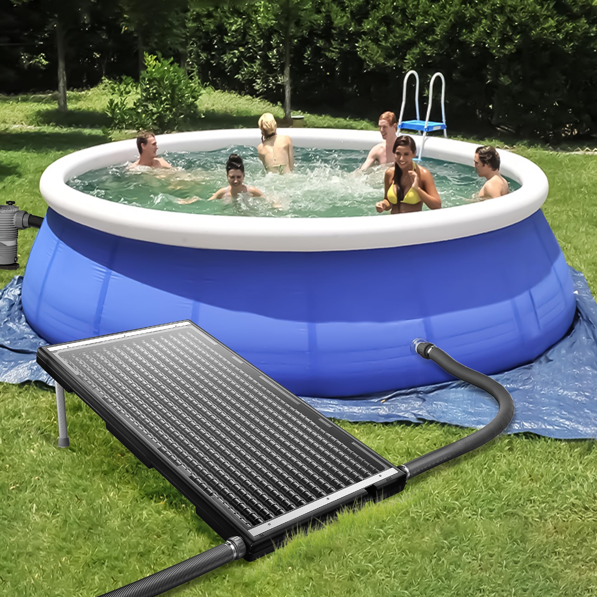 HENGMEI Riscaldamento per piscina, pannello solare per piscina, riscaldamento solare, 111,5 x 65 cm, tappetino solare (1 pezzo)