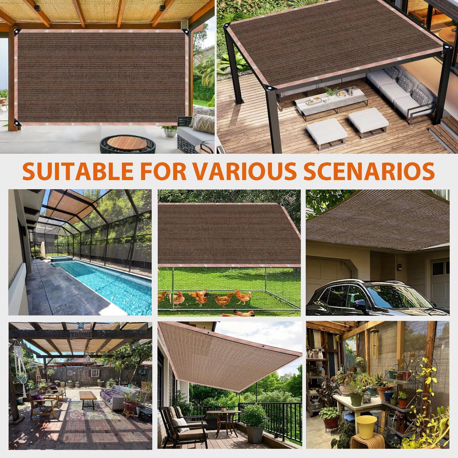 Voiles Ombrages Rectangulaire 3.5x4M Multi Taille Toiles D'ombrages UV Protection pour Patio Jardin Terrasse Extérieur Balcon avec Oeillets et Cordons