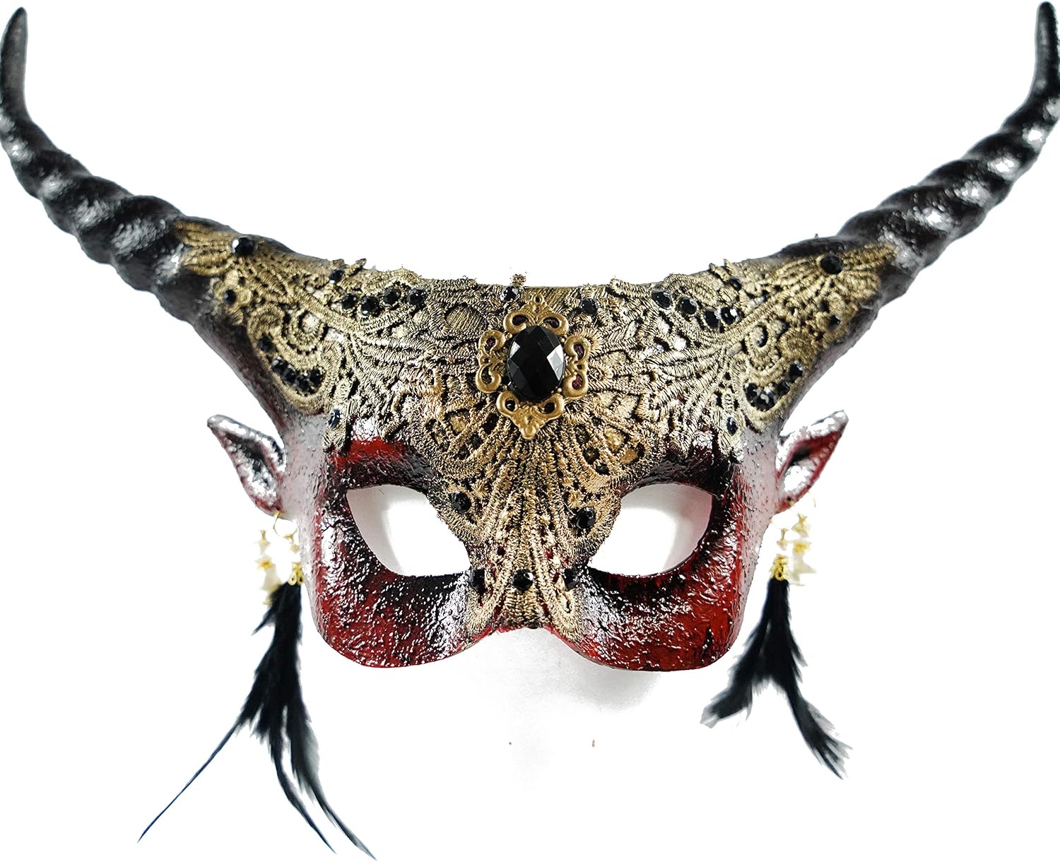 BEYOND MASQUERADE Red Ram Masquerade Mask Horns Halloween Cosplay Costume Mask Fairy Eye Mask