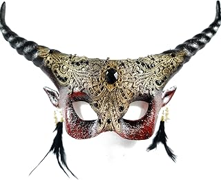 BEYOND MASQUERADE Red Ram Masquerade Mask Horns Halloween Cosplay Costume Mask Fairy Eye Mask