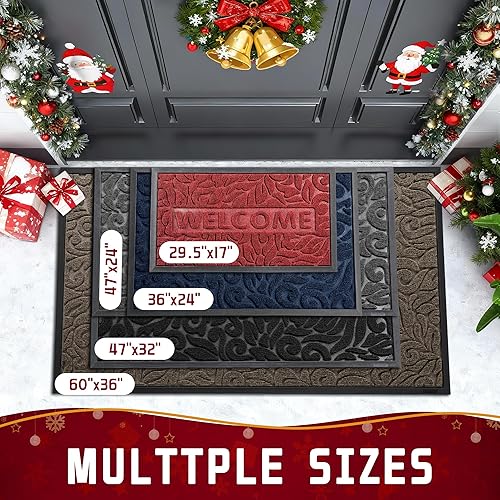 Miniatura 2 de Yimobra Tapete de bienvenida grande de 36 x 24 pulgadas, impermeable, antideslizante, para puertas delanteras, entradas exteriores, tapete de