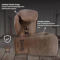Vista 6 de Ring Pro Leather Lace-Up Cracker Boxing Gloves, for Training, Sparring, and Heavy Bag Work, Boxing, MMA, Kickboxing, Muay Thai, for Men and Women