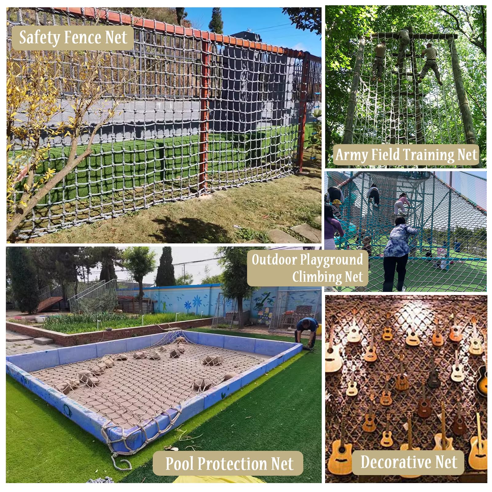 Rete da Arrampicata per Parco Giochi all'aperto per Bambini, Scala di Corda per Giocare in casa e all'aperto, Rete di Allenamento Resistente per Struttura di Arrampicata, Dimensioni 10 x 16,