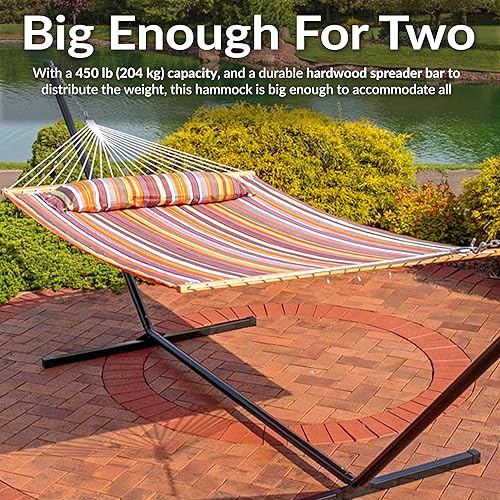 Vista 31 de Sunnydaze - Hamaca acolchada para 2 personas con soporte universal multiusos Playa Catalina