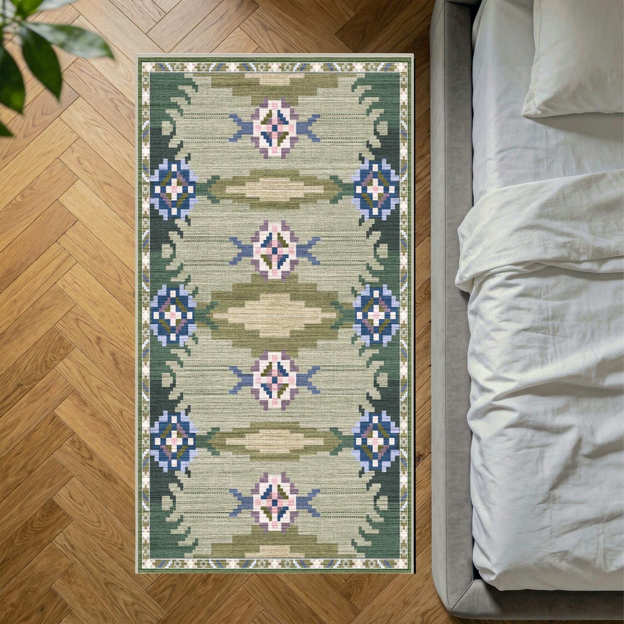 Decoranddecor Boho Kitchen Rug 80x150cm Washable Bedroom Non-Slip