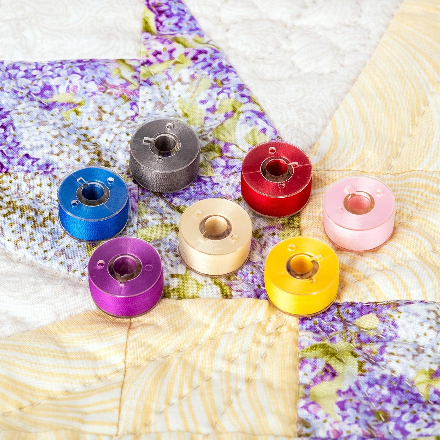 YLI Color Wheel Prewound Bobbins - Class 15 60 wt Polyester, Lint Free - 26 Pack with Silicone Ring