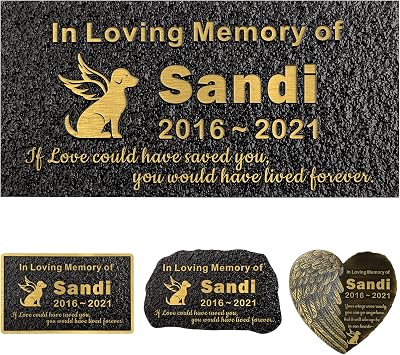Personalized Pet Memorial Headstone Engraved Dog or Cat Pet Indoor or Outdoor Customized Memorial Stones Plaque Small Grave Headstone in Loving Memory Sympathy Condolences Gift