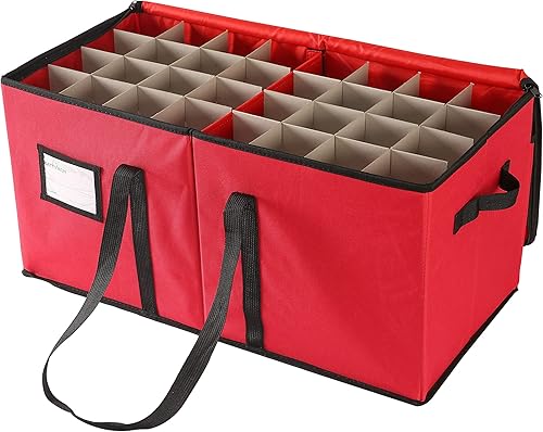 Miniatura 10 de Sattiyrch Caja de almacenamiento de adornos navideños con cierre de cremallera doble, la caja contribuye con ranuras para 128 adornos navideños de 3