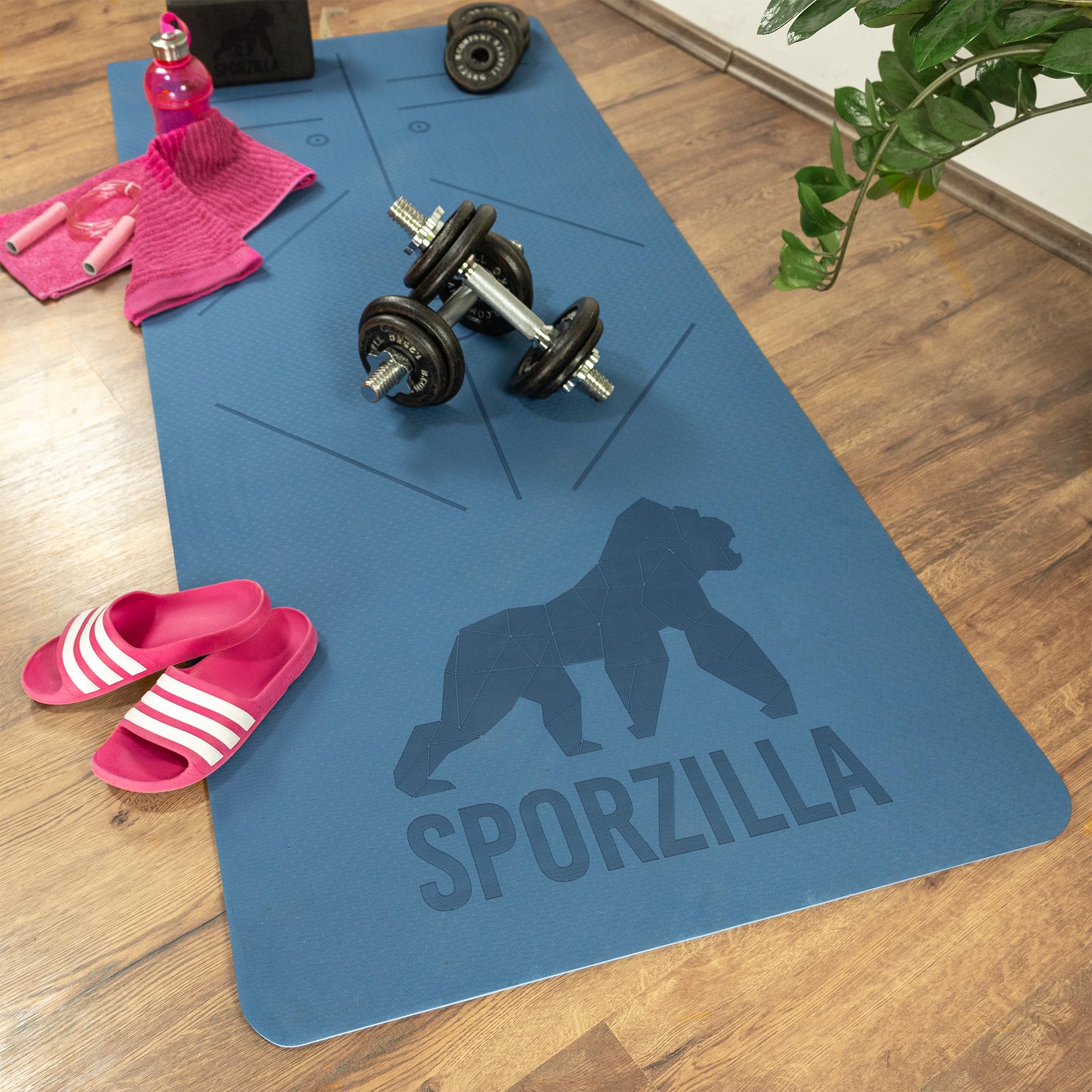 Esterilla Premium de Fitness y Yoga, extra ancha de 80 cm, grosor de 8 mm, antideslizante y atóxica, con líneas guía