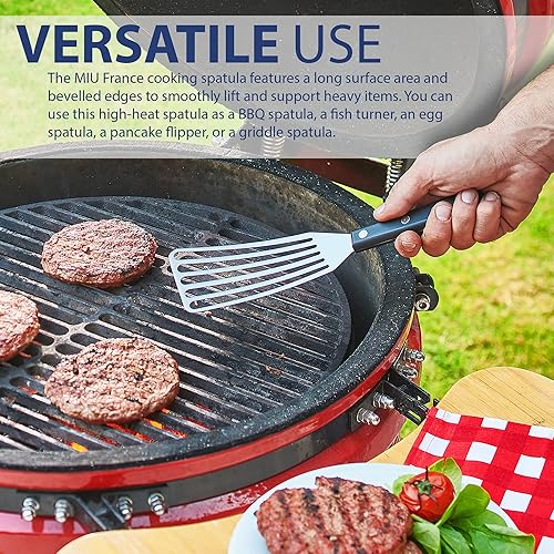 Miniatura 5 de Espátula ranurada de acero inoxidable para pescado, 11 pulgadas, delgada, resistente al calor con mango de acrilonitrilo butadieno estireno,