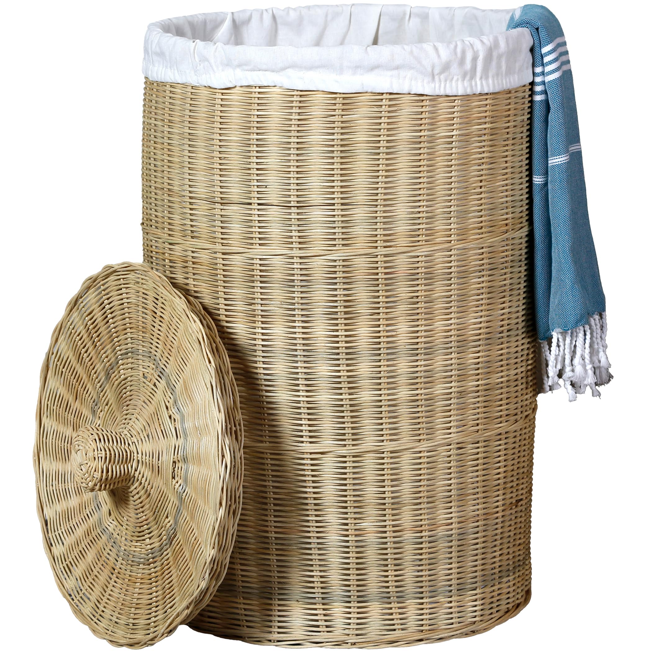 Wäschekorb mit Deckel – Geflochten Rattan, 50 l Wäschesammler | Aufbewahrung, Aufbewahrungsbox Aufbewahrungskorb