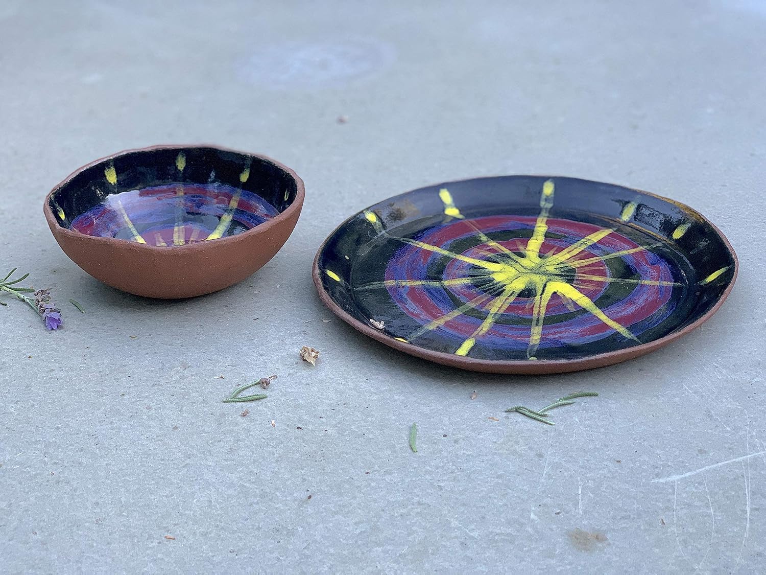 Black and Yellow Starburst Dip Dish Set, Handmade Ceramic Dinnerware, Colorful Serving Dishes, Housewarming, Birthday, Wedding, Host Gift for Men, Women, Couples, Him, Her