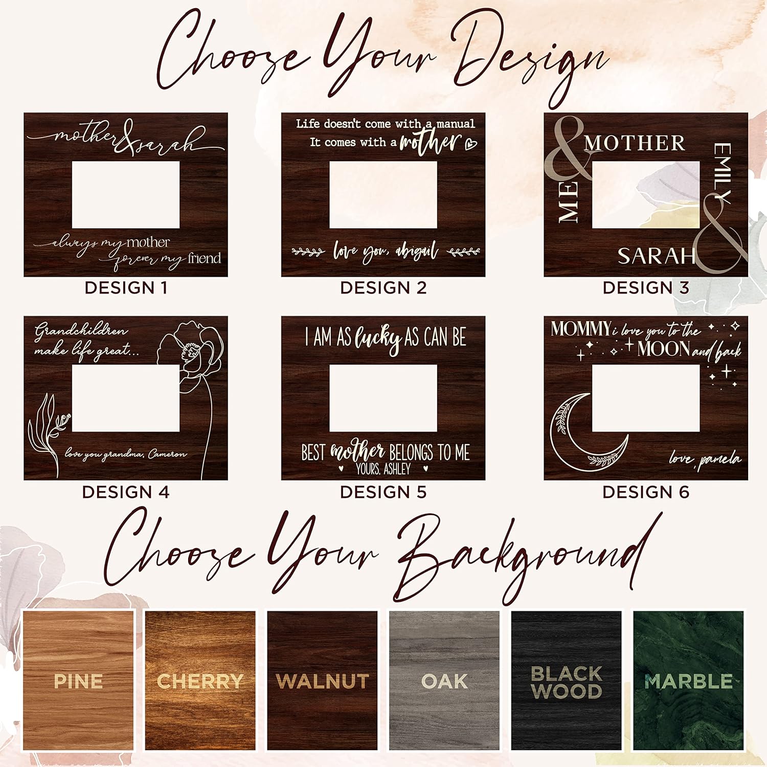 Mother's Day Gifts for Grandma, Personalized Grandchildren Picture Frame | 2 Sizes, 6 Colors, 2 Orientations | Grandparent Gifts from Grandkids - Birthday Gifts for Grandma - D4