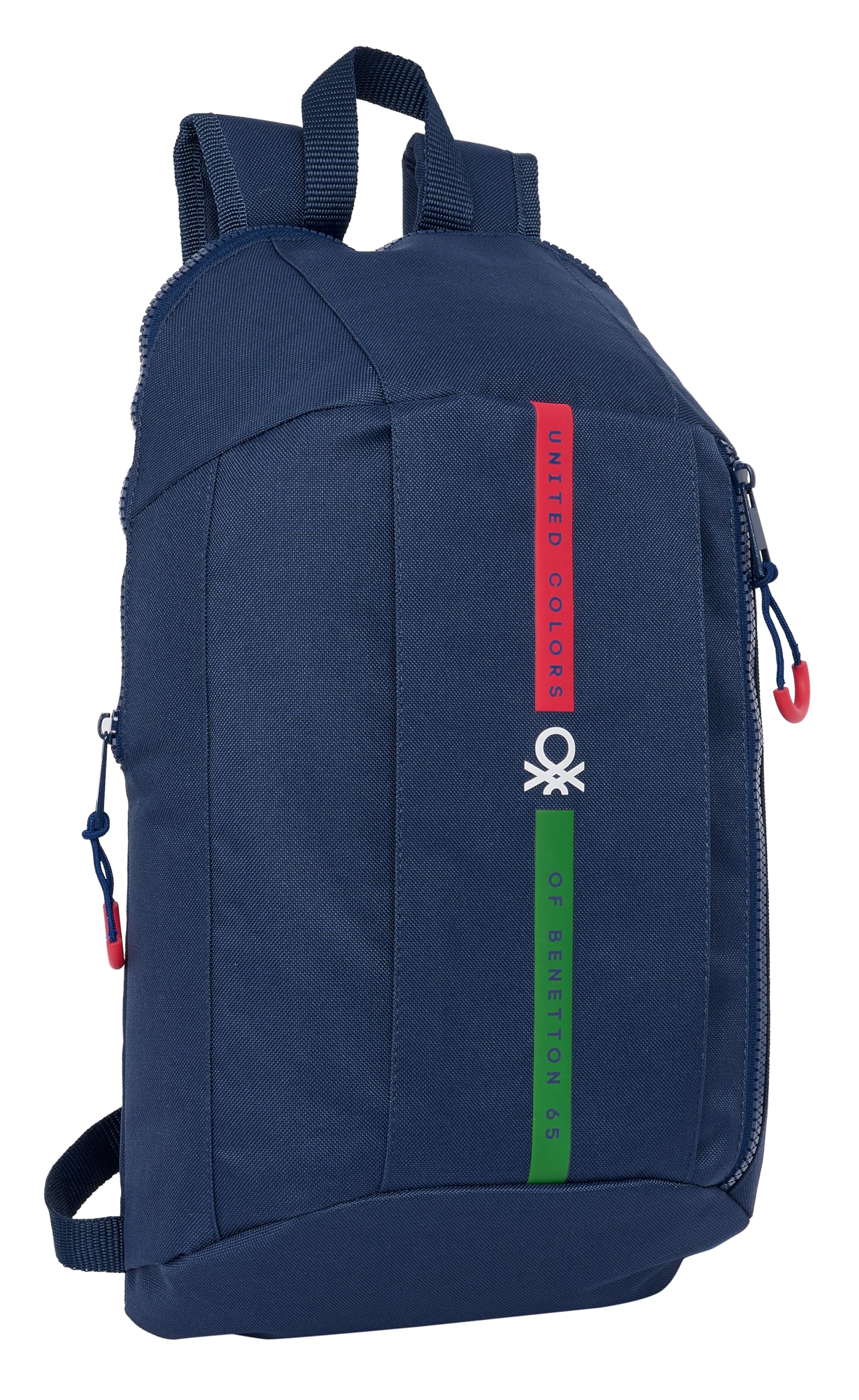 Safta BENETTON ITALY - Mini Mochila para Uso Diario, Ideal para Niños de Diferentes Edades, Cómoda y Versátil, Calidad y Resistencia, 22x10x39 cm, Color Azul Marino