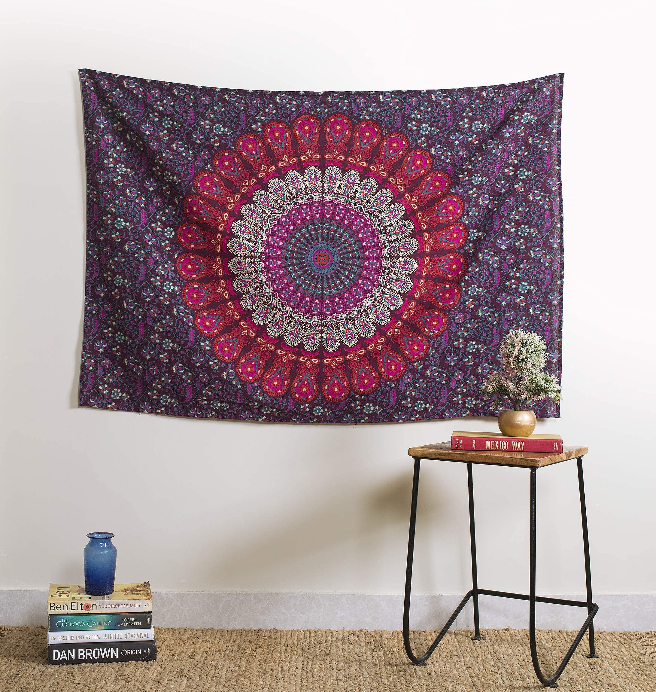Tapisserie Murales Attrape-Rêves Multicolore,Tenture Psychedelique Tapisserie Mandala Decoration Murale Chambre,Tapis de Mur Plumes Rideau Boho