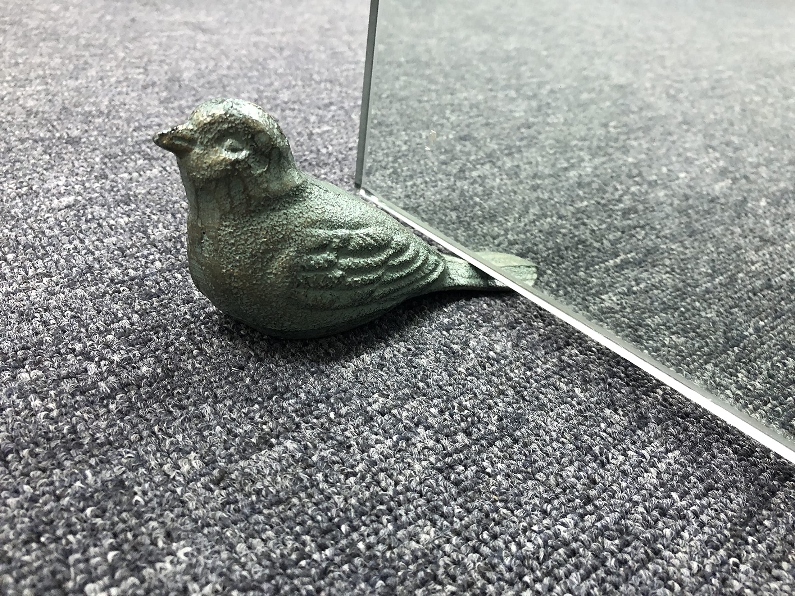 Livfodrm Cast Iron Door Stop Decorative Door Stoppers for Bottom of Door, Cute Bird Doorstop Animal Door Wedge Farmhouse Vintage Floor Decor, 1pcs Antique Gold-Green