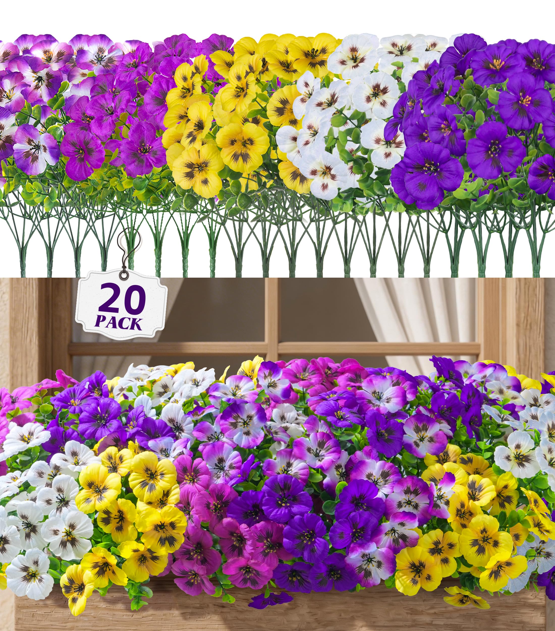 Ivydale 20PCS Artificial Fake Pansy Flowers