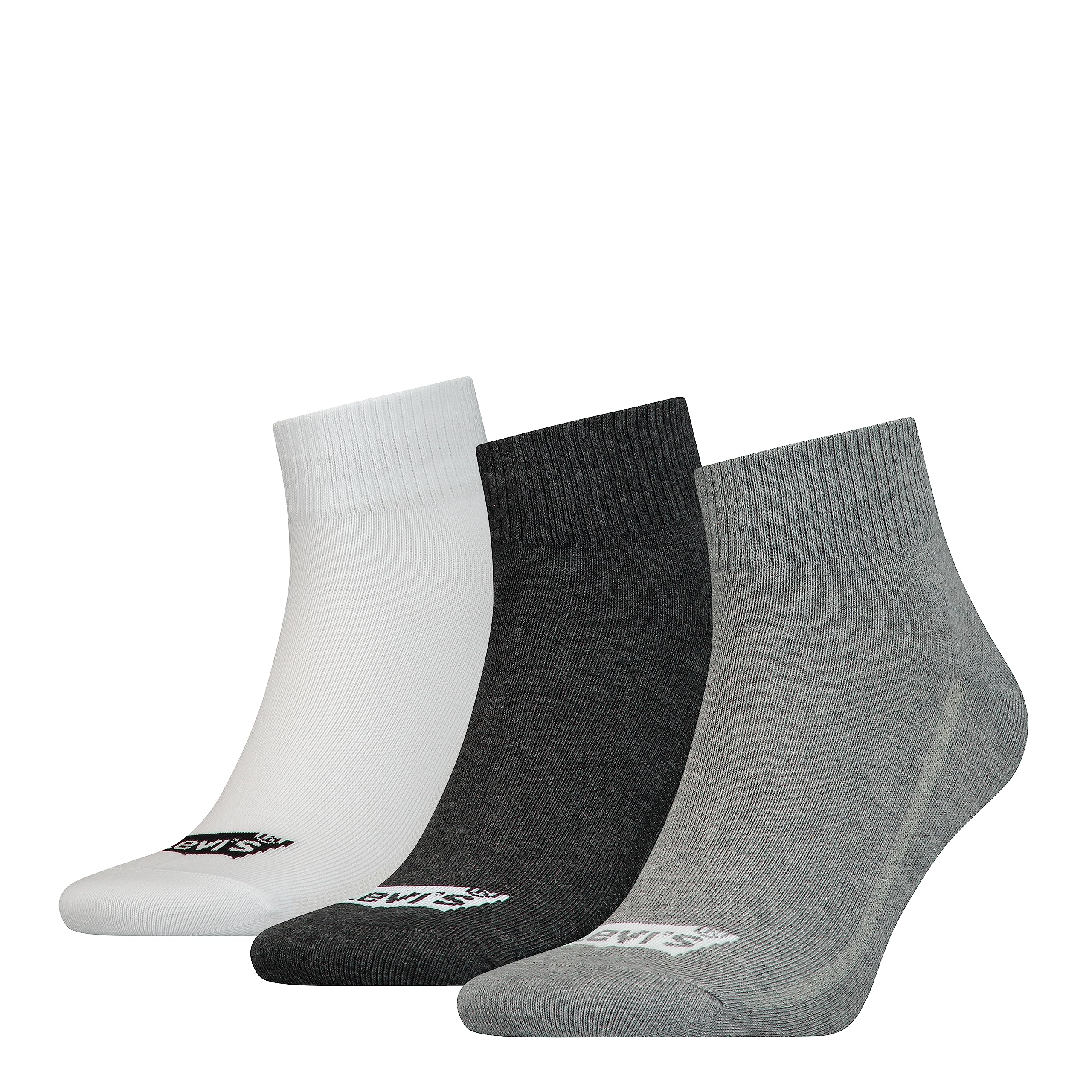 Levi's Unisex Recycled Cotton Quarter Socks, grey combo, 43/46