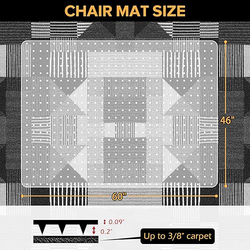 Miniatura 28 de Tapete para silla de suelo duro, 55 x 36 pulgadas, tapete para silla de oficina para superficie dura, alfombra de área para sala de estar, alfombra