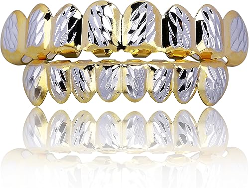 JINAO parrillas dentales, 8dientes superiores y 8dientes inferiores, chapadas en oro de 18quilates, hip hop