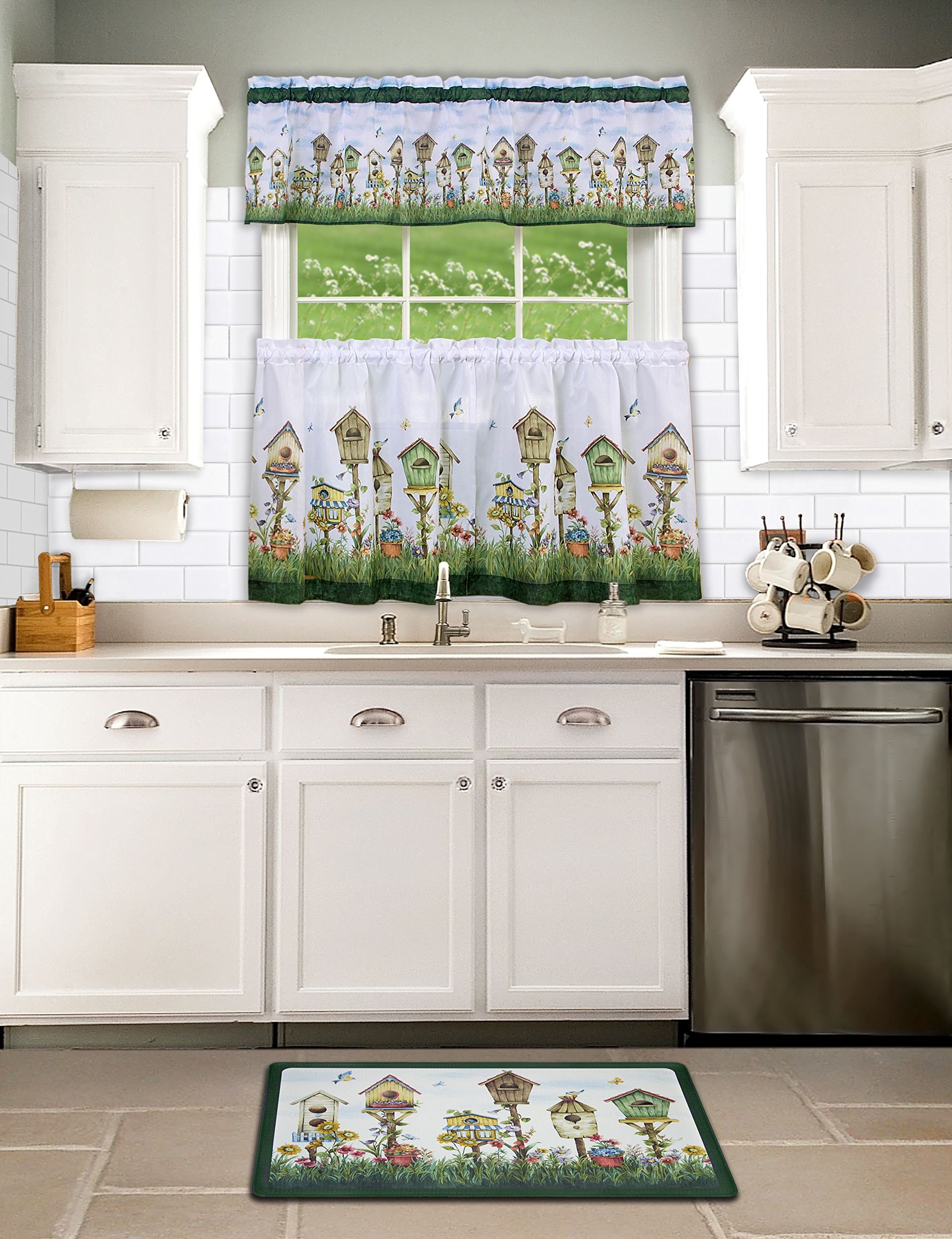 Home Sweet Home - Printed Tier & Valance Set - 58x24