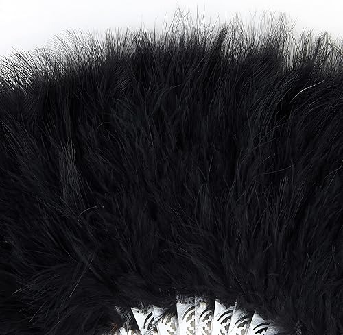 Miniatura 2 de BABEYOND Abanico de plumas de marabú estilo vintage de los años 20, abanico plegable de mano, para disfraz, baile, espectáculo, fiesta de té,