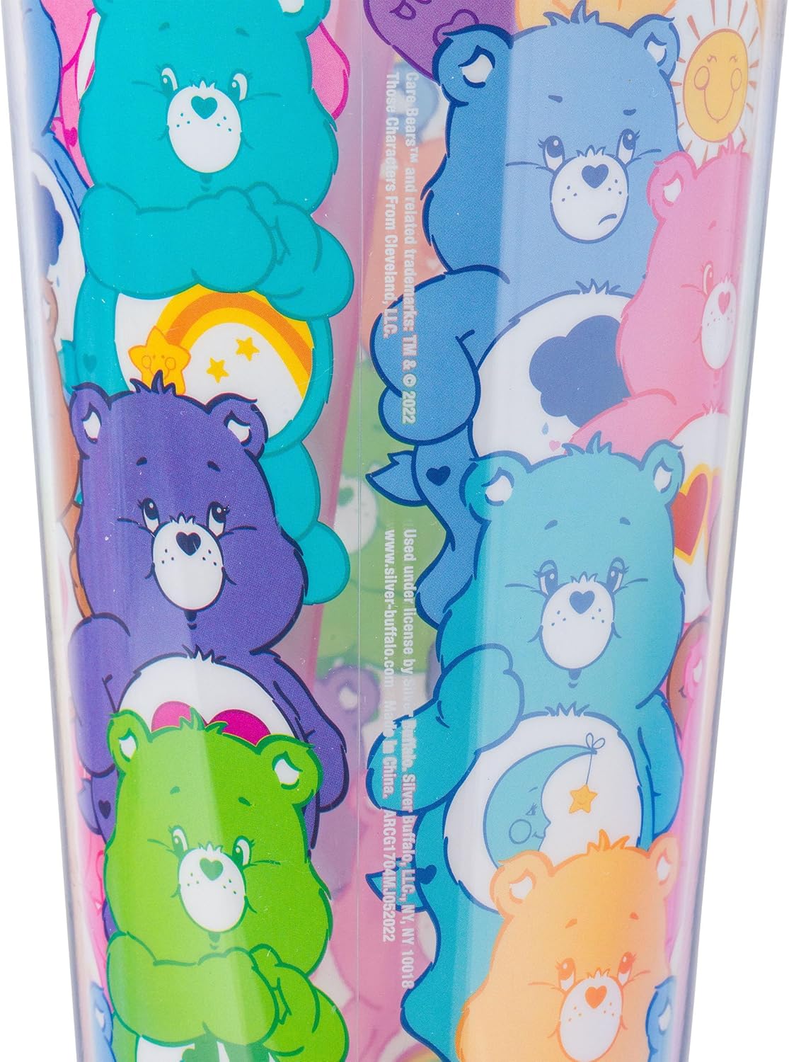 Silver Buffalo Care Bears Featuring Cheer, Share, Wish, Good Luck, Funshine, Grumpy, Friend, Bedtime, Harmony, and Love-A-Lot Plastic Cold Cup with Lid and Topper Straw, 24 Ounces - Image 3