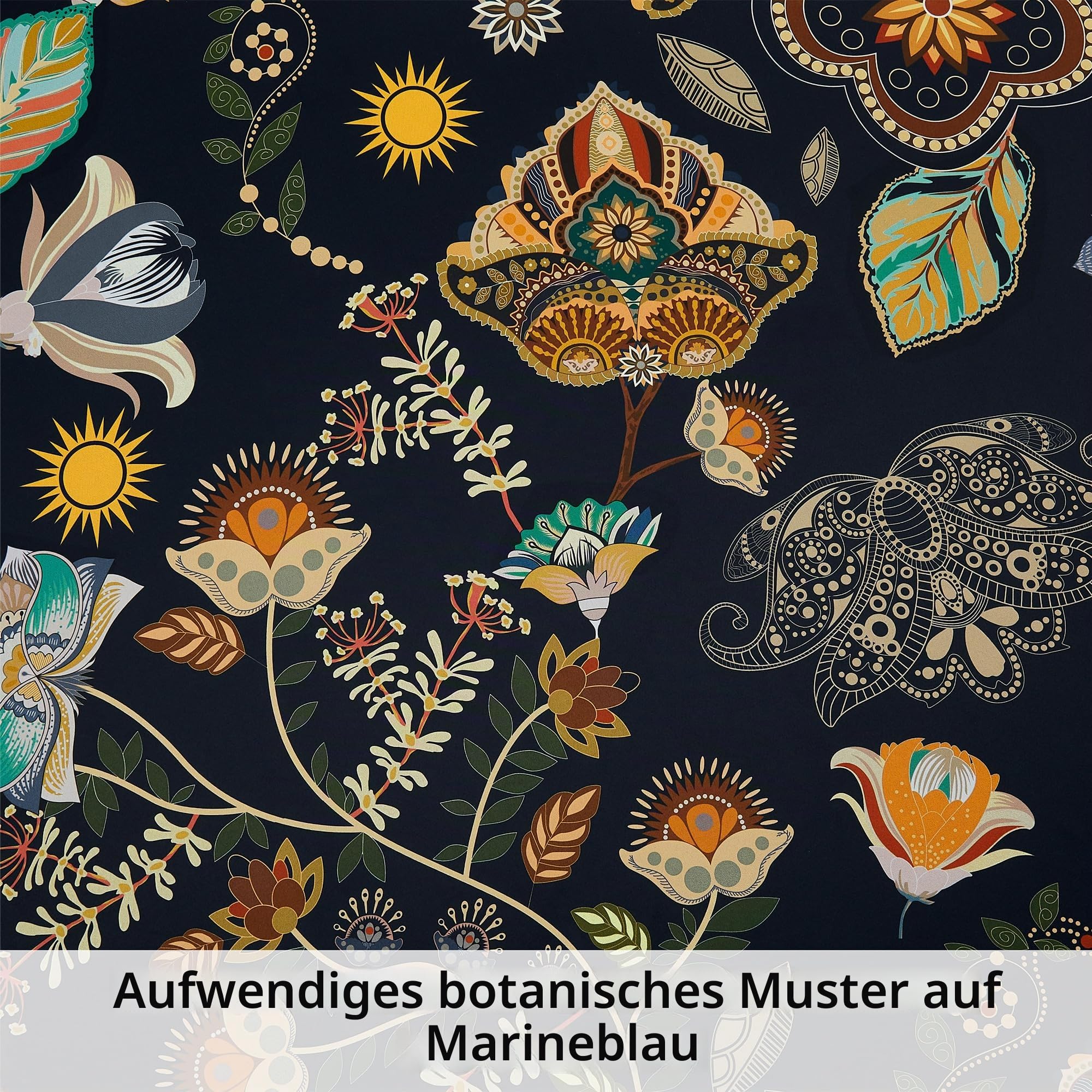 XiDi Dunkelblau Luxus-Pflanzen-Verdunkelungsgardinen 132x244cm Thermoisolierung Ösenbefestigung Retro-Großblumenmuster für Modernes Wohnen Navy Blue52/96