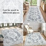 JINCHAN Tapis de porte Rug 2x3 Rug lavable Intérieur Rug Gris Multi Imprimer Retro Tapis Détresse Chenille Mat Accent Rug Salle de bain légère Cuisine Salon Chambre à coucher